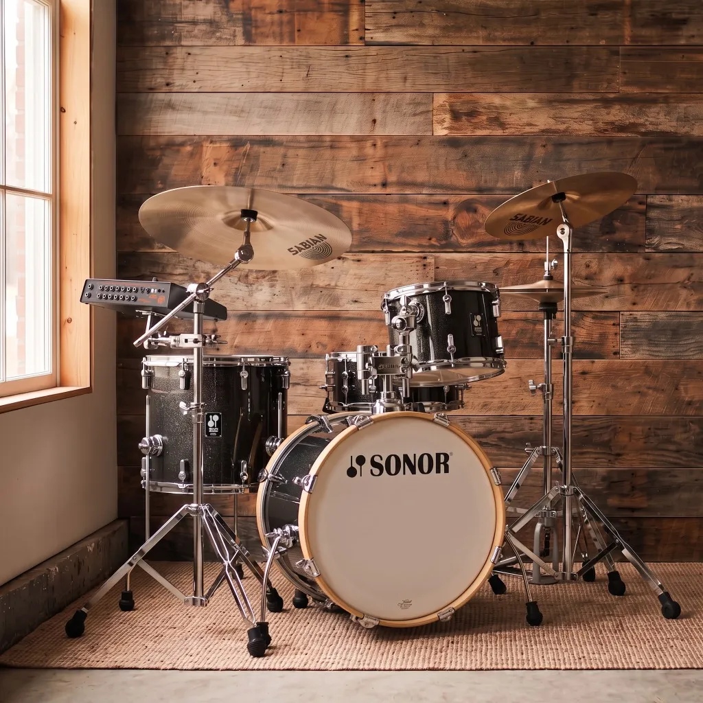 Mesh heads, Jobeky triggers, 2Box module, Sabian FRX cymbals