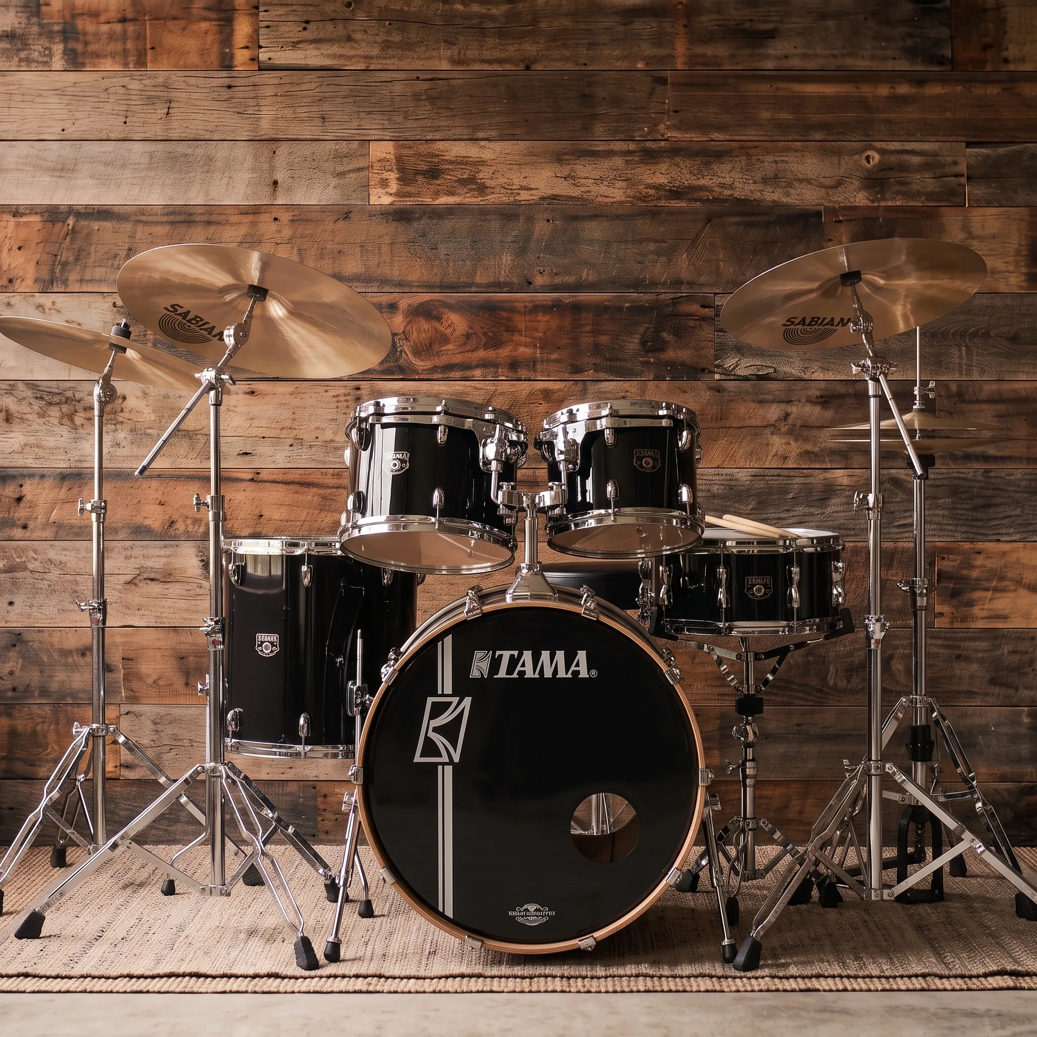 Tama Superstar Classic, Sabian FRX cymbals, Iron Cobra, hardware, throne